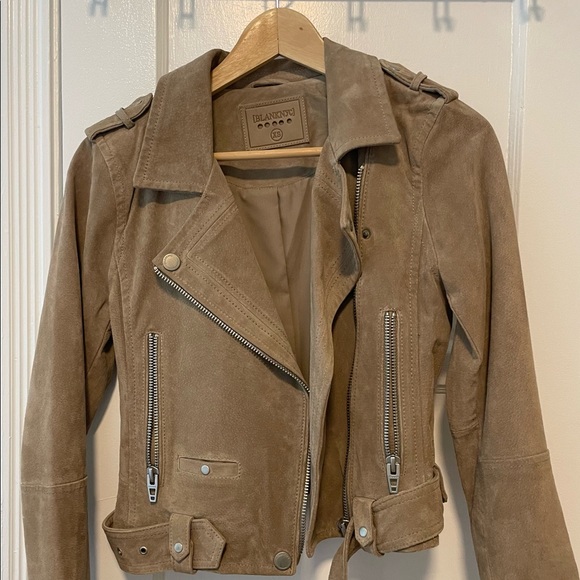 NYC Blank Suede Moto Jacket in Sand Stoner - Picture 1 of 4